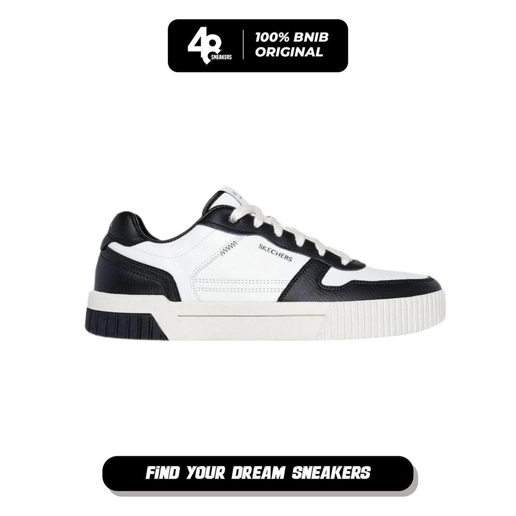 Sepatu Sneakers Pria Skechers Jade Strane White Black (254043WBK) Original*