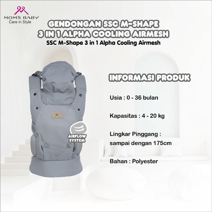 TERLARIS Moms Baby Gendongan SSC M-Shape Alpha MBG2068 Baby Carrier Ergonomis Gendongan Ransel