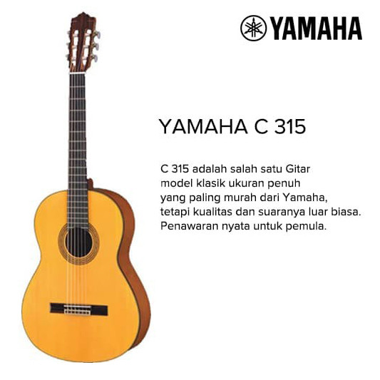 Gitar Klasik YAMAHA C315 BONUS AKSESORIS Senar Nilon Akustik Nylon Strings Guitar C-315