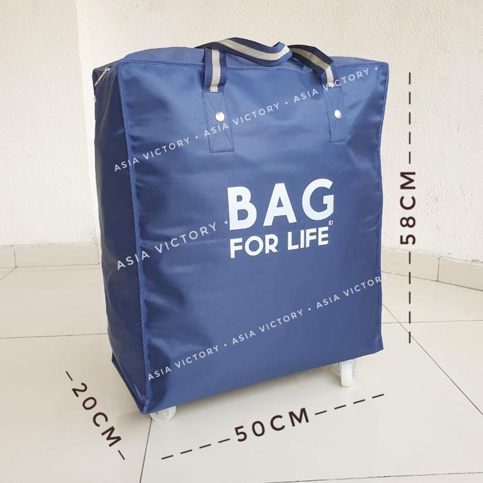 Tas Travel (Besar) Barang Belanja Roda 4 Lipat Shopping Tote Bag Fold Terpercaya
