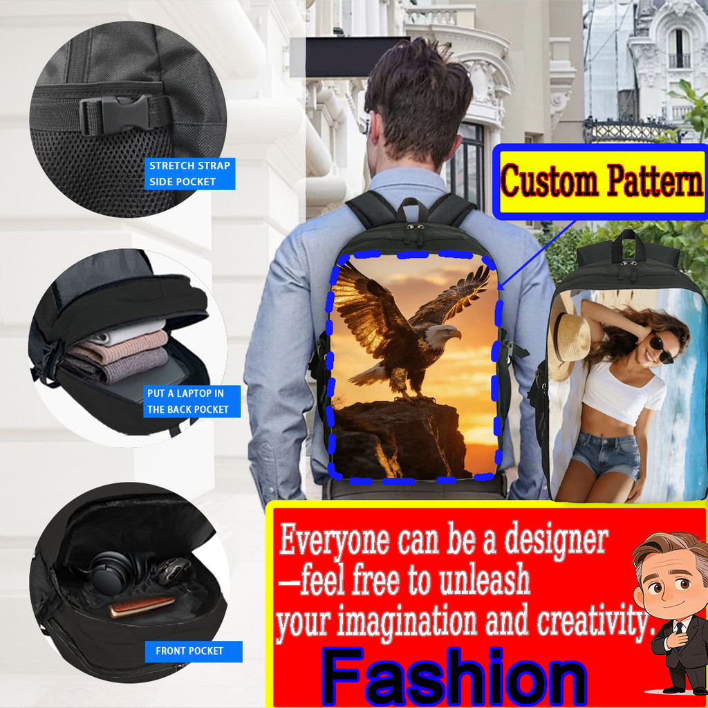 Backpack, laptop bag, business bag, custom pattern, personalized, gift, souvenir, team activities,