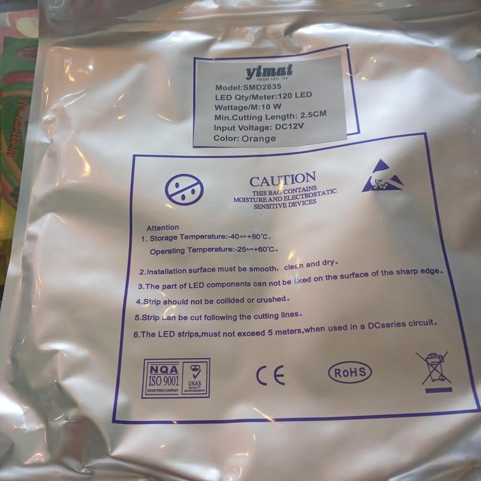 YIMAI LAMPU LED NEON FLEX YIMAI WARNA ORANGE DC 12 V 5M