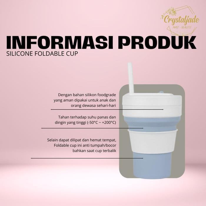 Premium Gelas silikon lipat 350ml - Travel Foldable Cup - Premium Silicone Foldable Cup
