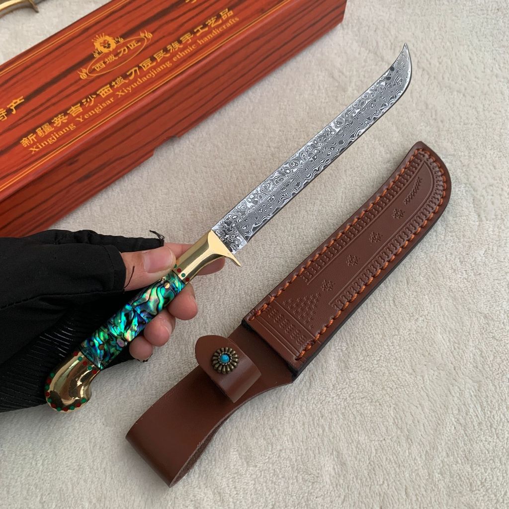 Damascus meat slicer multifunctional outdoor meat eating knife sharp household fruit knife