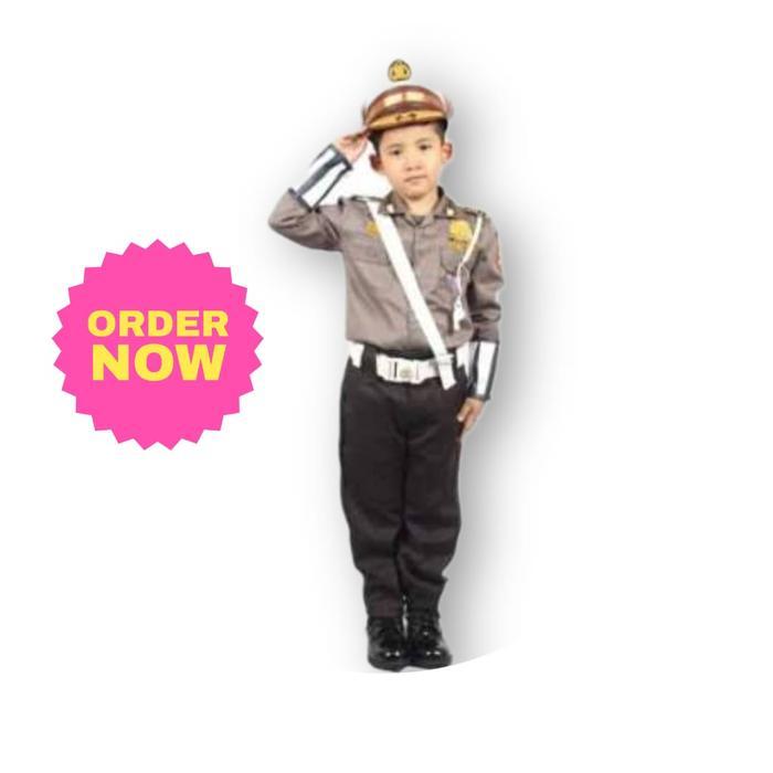 Baju Polantas Anak Laki-Laki Lengkap Aksesoris Baju Polisi Anak Laki Laki Baju Profesi Polisi Lalu