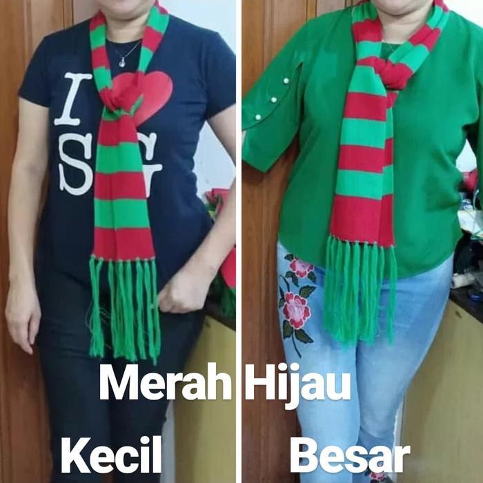 syall syal scarf shawl Rajut Natal merah hijau grosir