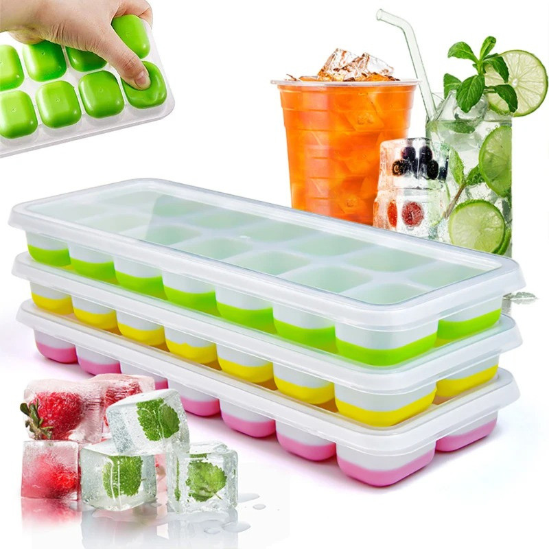 14 Grid Cube Tray Silicone Mold Ice Cube Tray Mold Ice Cube Maker Non-Toxic Durable Bar Pub Ice
