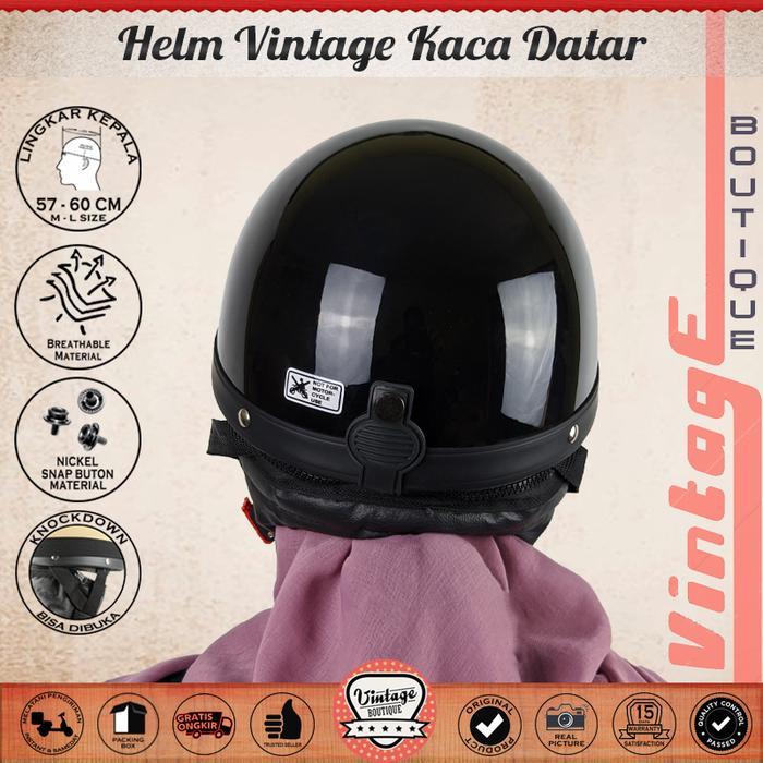 Helm Vintage Chips Retro Cetok Setengah Kepala Dewasa Kaca Datar Jadul Redy Stok