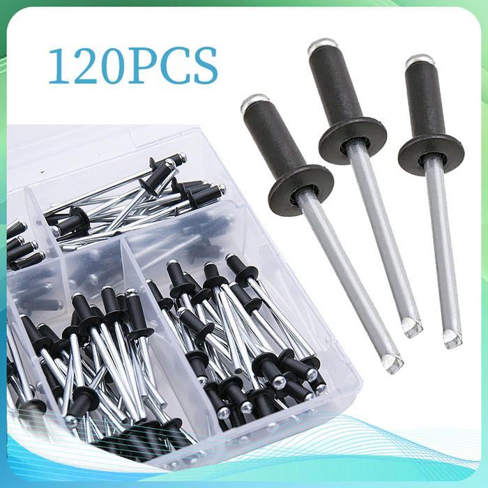 Tang Rivet An Paku 120Pcs Paku Rivet Hitam Blind Rivet Paku Rivet Ukuran M2.4/M3.2/M4 Populer