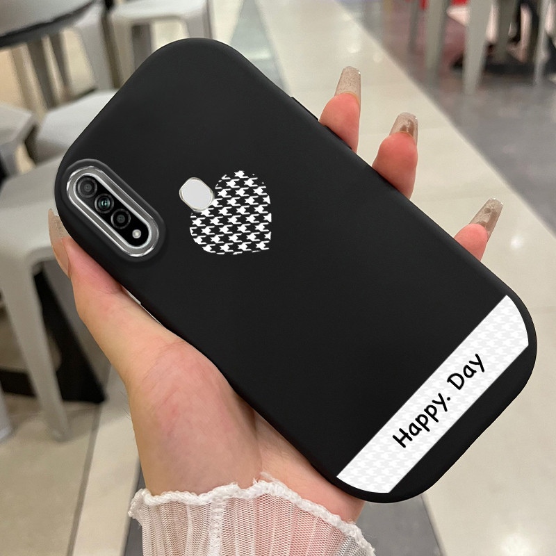 Casing Hp Untuk OPPO A31 2020 A8 Case Hati hitam putih Kesing silikon berbahan Cesing Softcase kasin