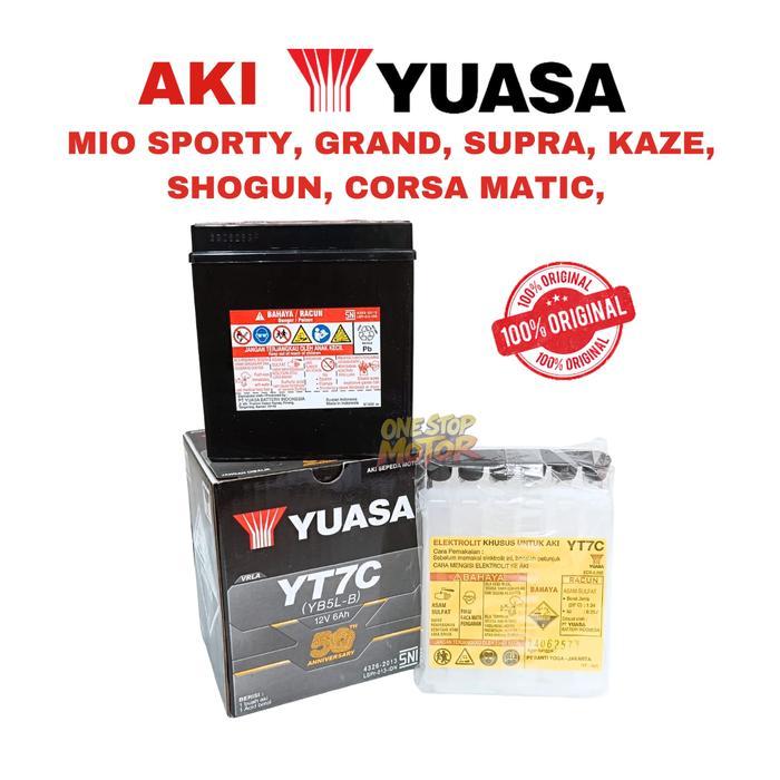 AKI KERING YUASA YT7C YB5L-B MF COCOK UNTUK SUPRA X LAMA, VEGA R, SMASH, KAZE ORIGINAL ORI ASLI