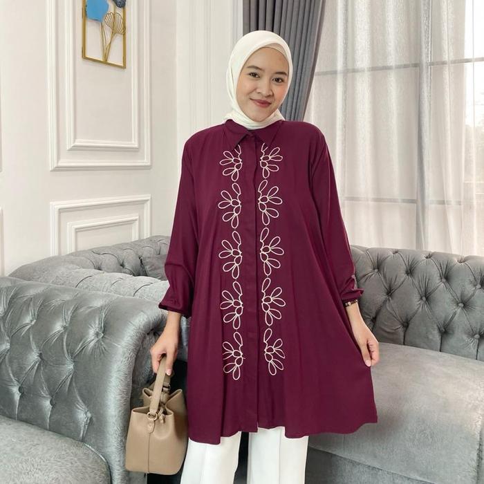 Windy Tunik Bordir Wanita Baju Panjang Muslim Atasan