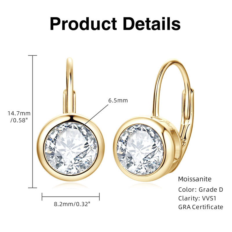 Lnngy Brinco Prata 925 Sterling Silver Hoop Earrings For Women Certified 6.5MM/8MM Moissanite