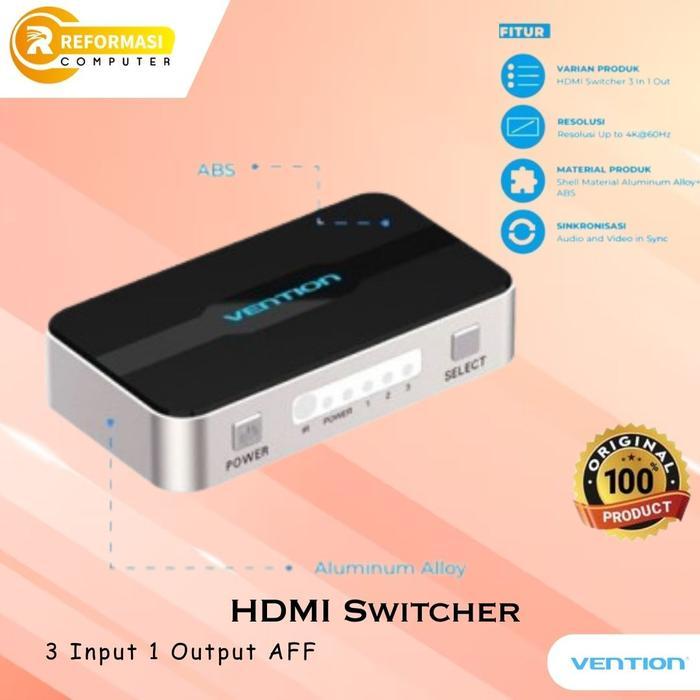 Hdmi Switcher 3 Input 1 Output Vention Aff