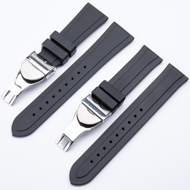 Replacement High-Quality Rubber Silicone Strap for Tudor Black Bay Bronze Small Copper Flower Red