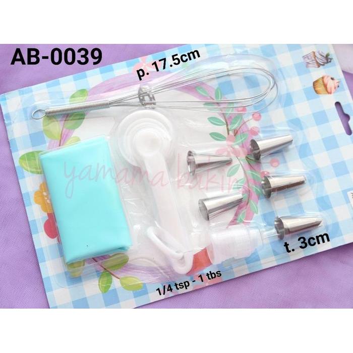 AB-0039 Spuit set pipping bad silikon whisker mixer sendok takar set