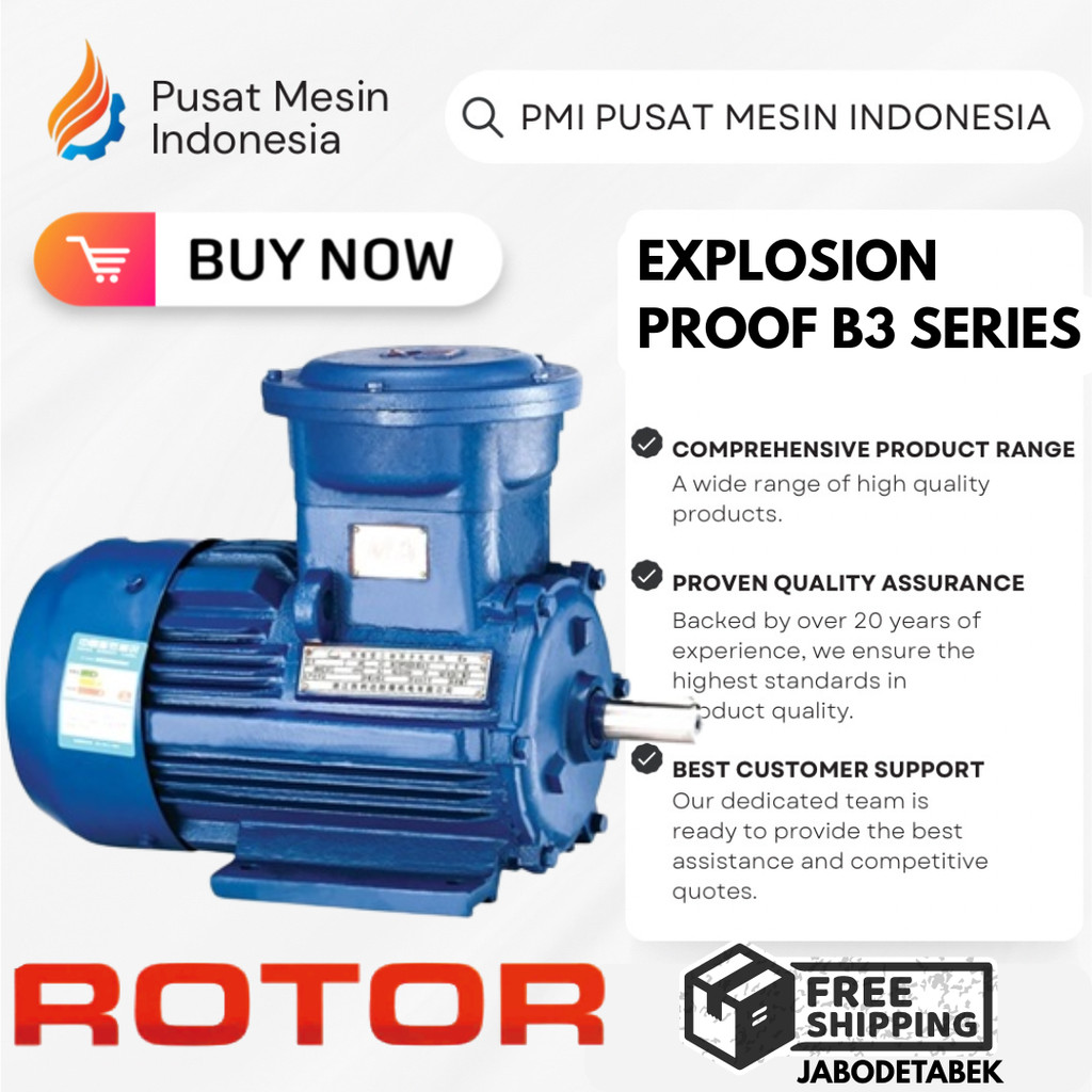 DINAMO EXPLOSION PROOF ELECTRIC MOTOR ROTOR 6P YB2100L-6 1.5KW / 2HP 3PHASE 220/380V B3