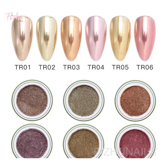 chrome powder nailart / chrome powder gold series / nailart chrome
