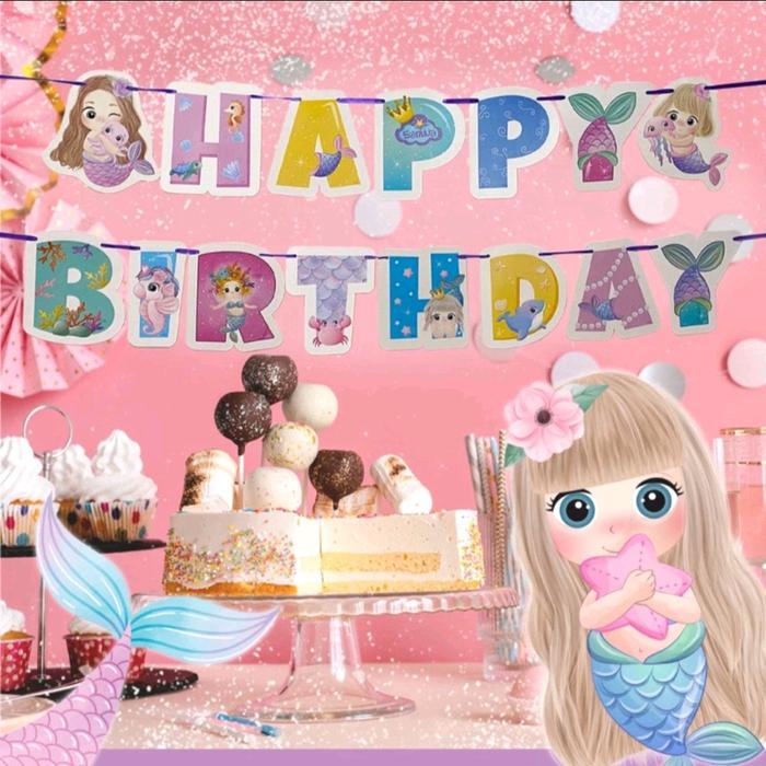 BANNER HAPPY BIRTHDAY MERMAID PASTEL