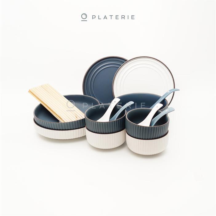 PIRING MANGKOK SET MAKAN KERAMIK MATTE COLLECTION PINK / BLUE / WHITE