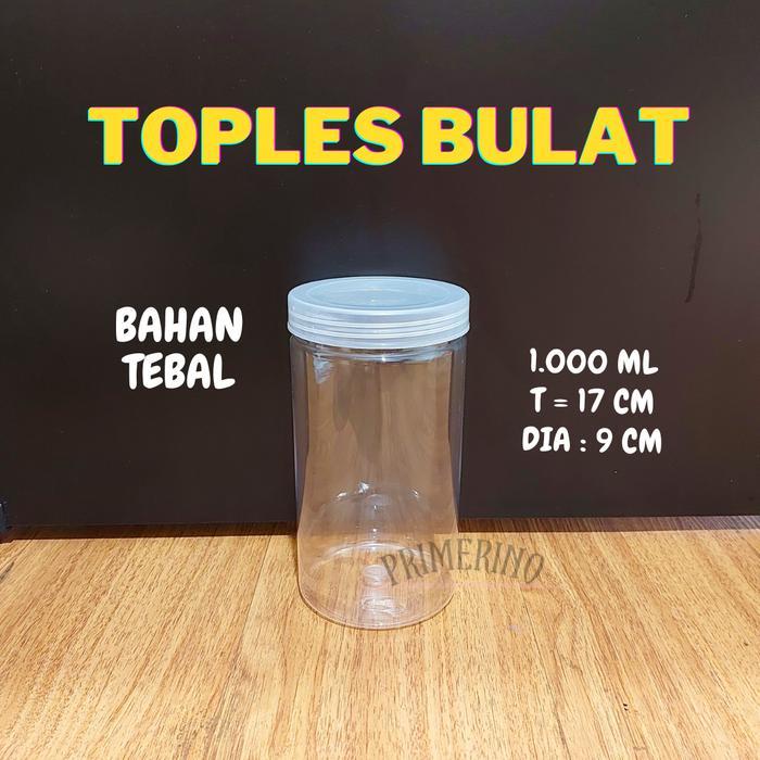 Toples Plastik 1000 ml / Toples Bulat Bening / Toples Kue Kering