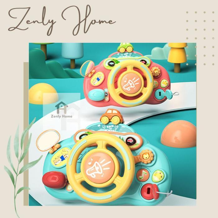 Zen018-Mainan Setir Baby Simulated Drive/Mainan Edukasi Musikal Setiran Mobil