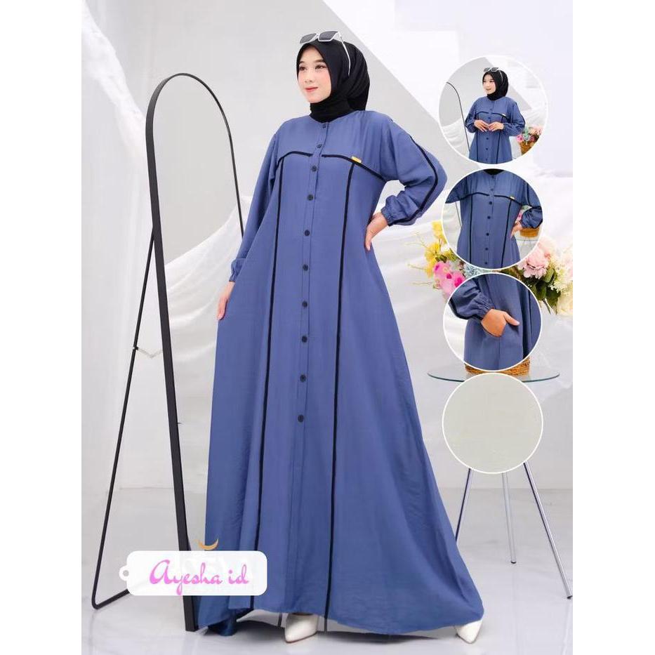 Shelina Drees Gamis Crinkle Airflow List Putih Jumbo Wudhu Friendly