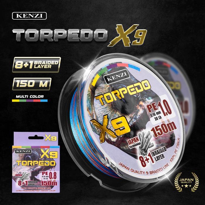 LINE SENAR PE KENZI TORPEDO X9 150 Meter Multicolor Premium Fishing Line