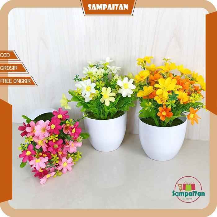 Pot Bunga Krisan Tanaman Hias Plastik Bunga Hias Dekorasi Meja Tamu Pot Bunga Hiasan Dekorasi Rumah