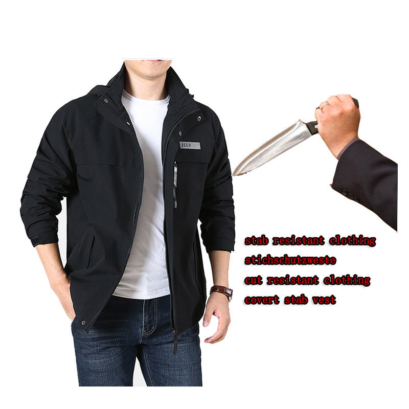 Self-Defense Anti-Cutting Stab-Resistant Men Jacket, Flexible Hacking Invisible Military Tactics Pol
