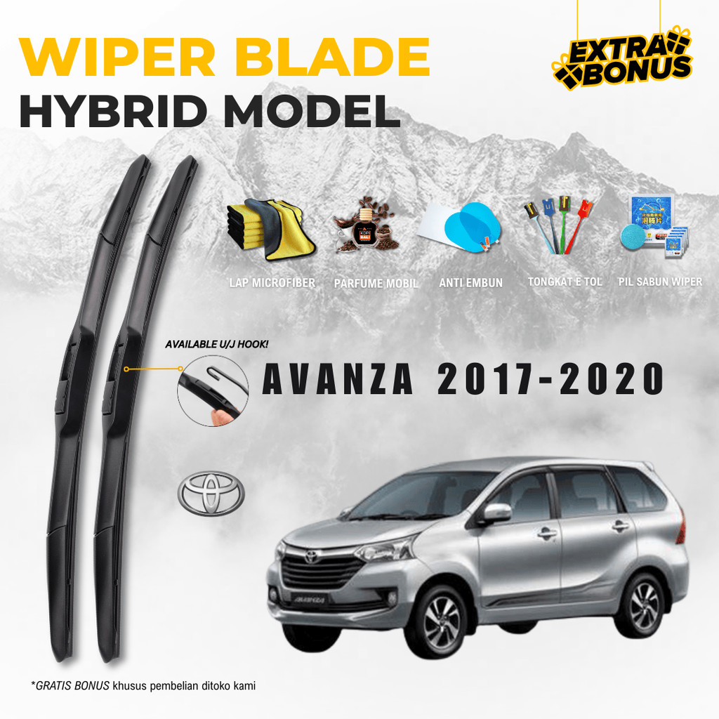 Wiper Toyota Avanza 2017-2020 Hybrid Kaca Depan Mobil Free 5 Bonus