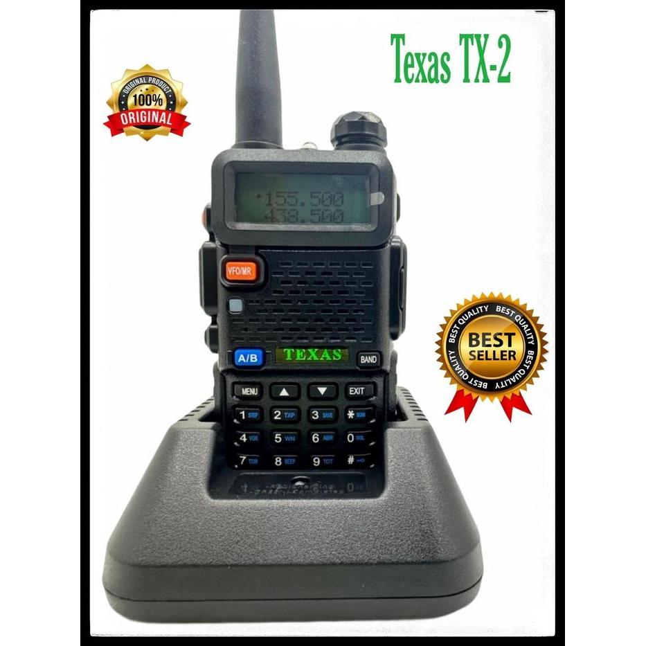 "New" Walkie Talkie Texas Tx-2 Dualband 5KM 10 KM Garansi Internasional Ht