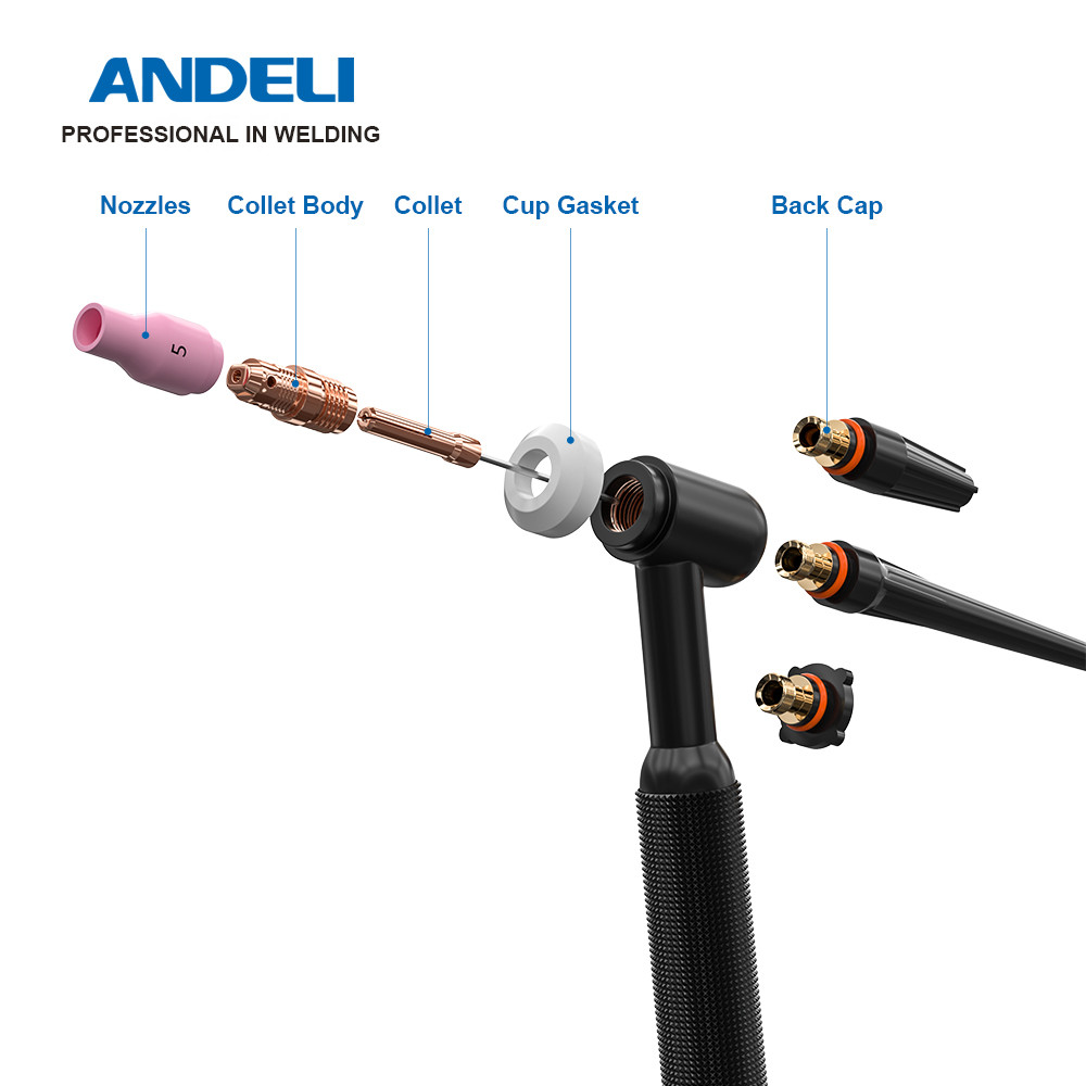 ANDELI 68PCS Welding Accessories Stubby Gas Lens For TIG Welding torch WP-17/18/26 Pyrex Glass Cup