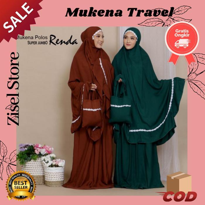 PREMIUM Mukena Travel Renda / Mukena Polos Dewasa Bahan Hyget FREE Tas