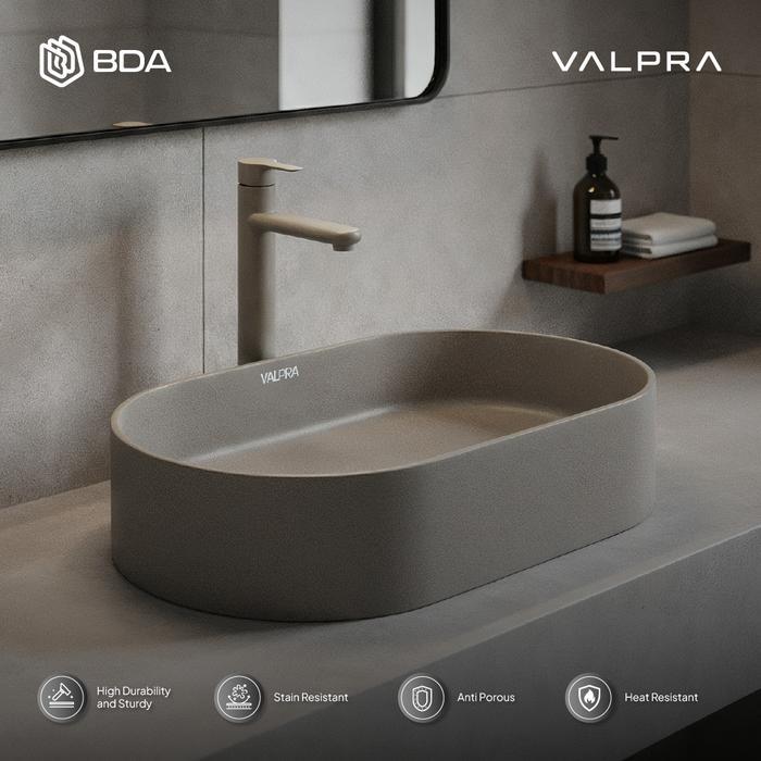 Valpra Wastafel Meja Granit Oval Tempat Cuci Tangan Modern Kamar Mandi V GB 6040