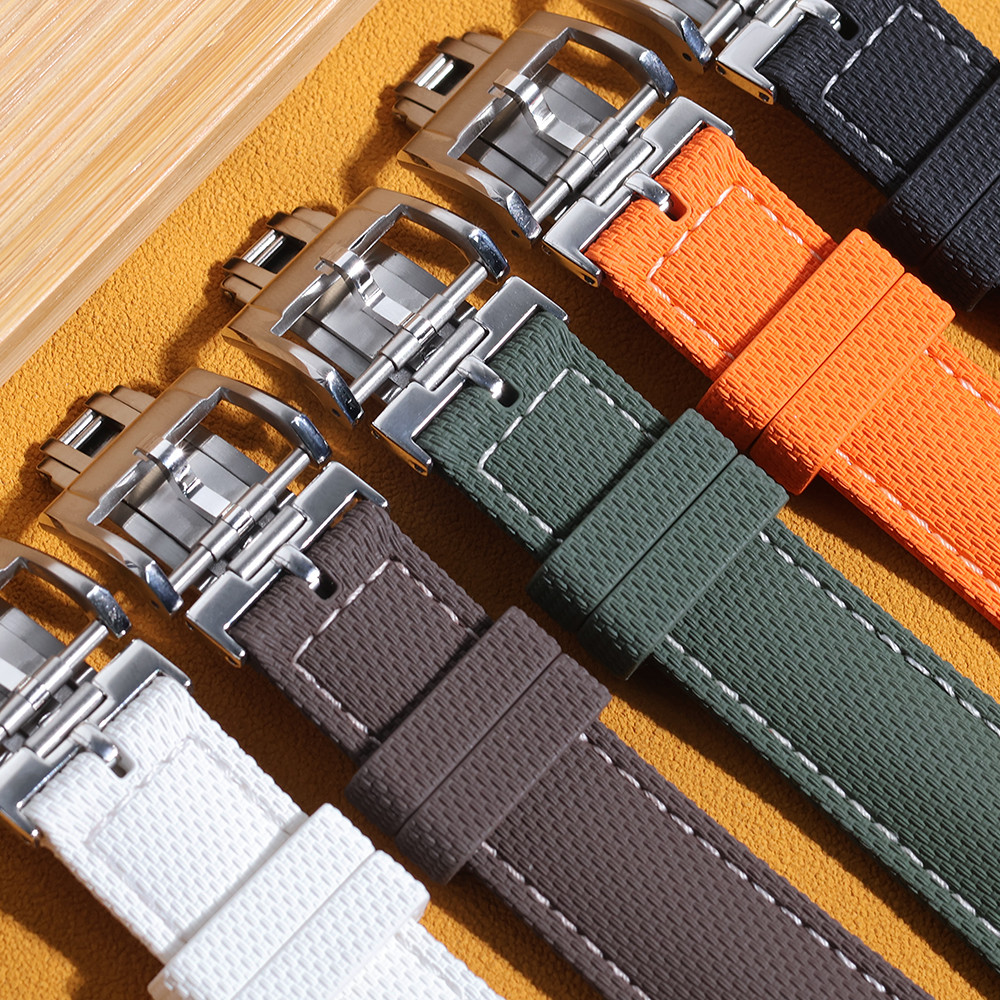 Sailcloth Universal FKM Rubber Watch Strap Fit For Seiko Oris Omega Rolex Apple Watch Bands 18mm