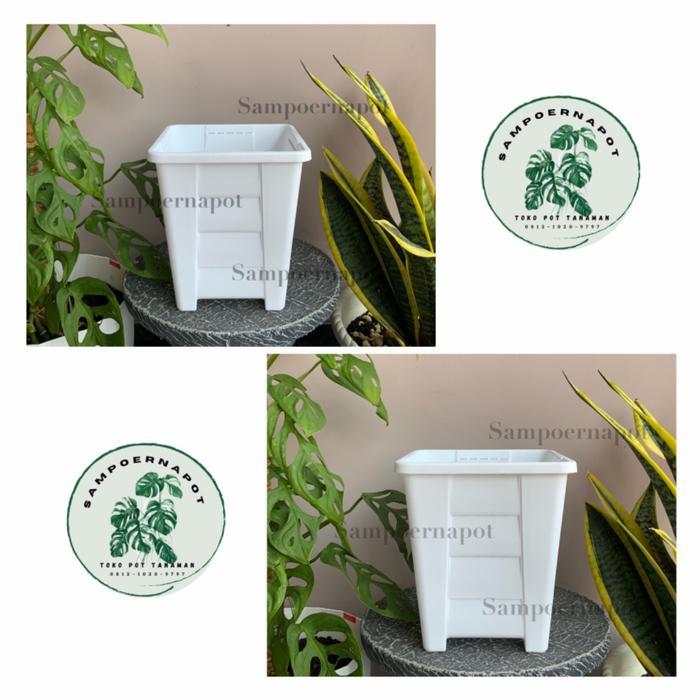pot bunga tanaman kotak tinggi putih 18cm - SINOVAC 01 PUTIH