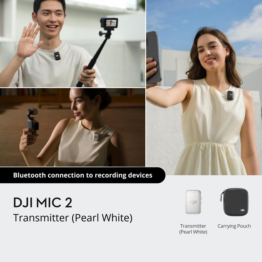DJI Mic 2 Wireless Microphone DJI Mic 2 Transmitter Shadow Black DJI Mic 2 Transmitter Pearl White