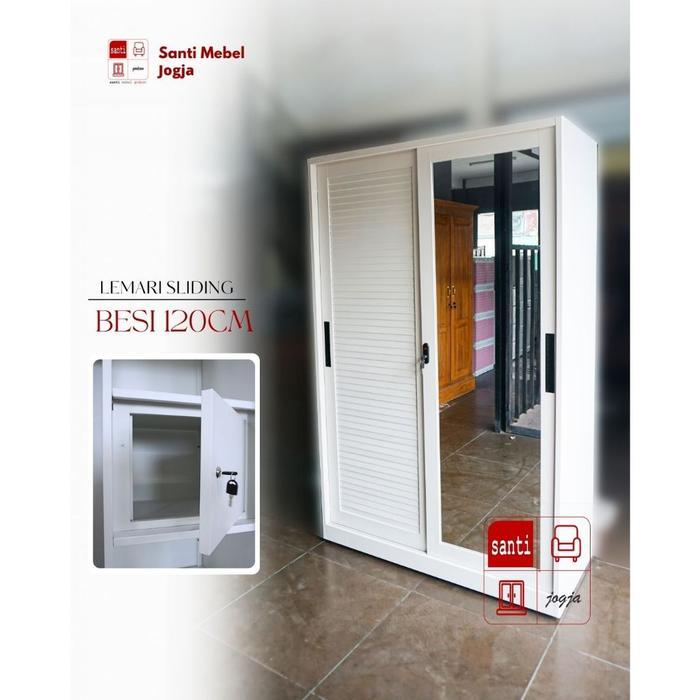 Lemari Sliding Besi Putih 120 cm Pira - sliding besi