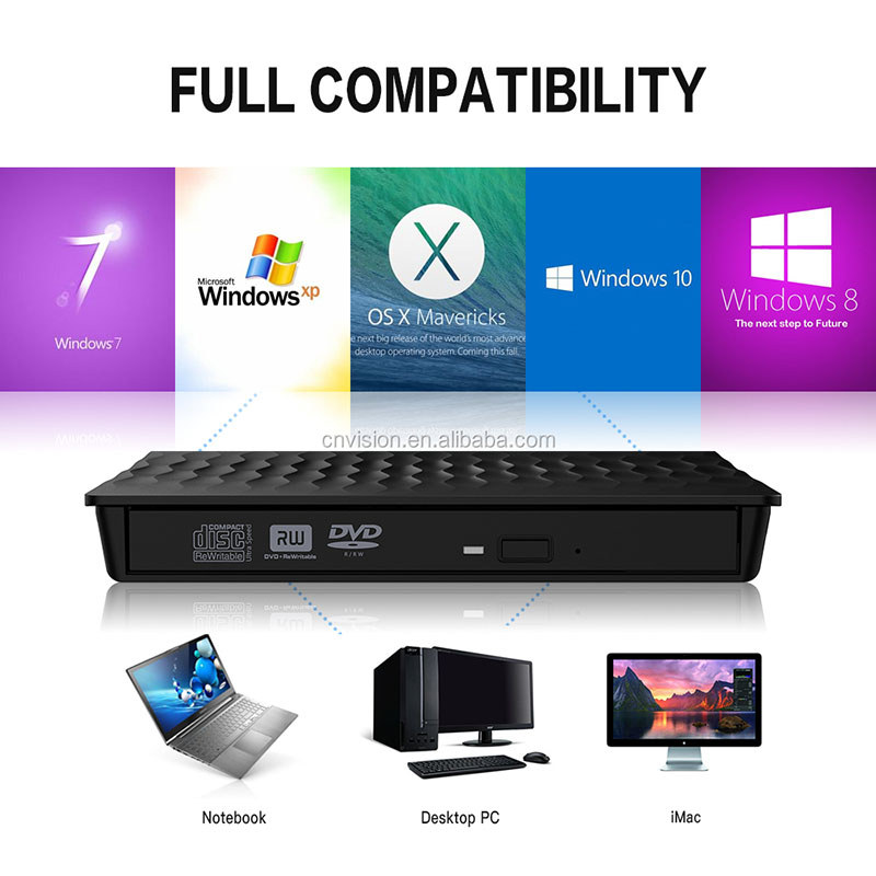 Portable CD DVD Driver Writer Burner Optical Player Writer Burner Reader CD/DVD-ROM CD-RW USB Flash