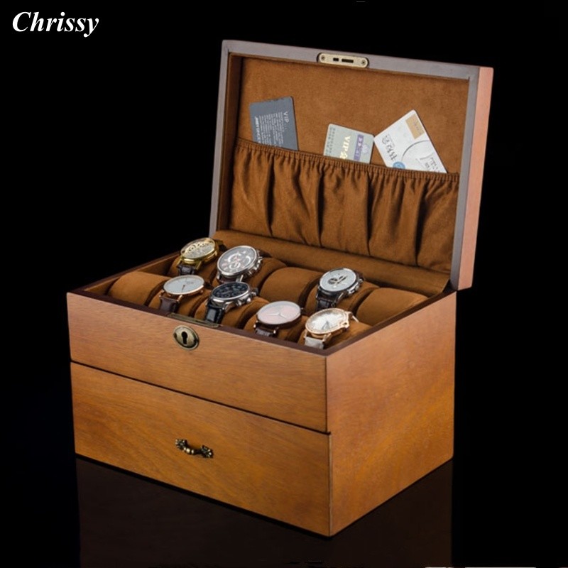 20 Slots Wood Watch Box Organizer With Lock New Watch Case Storage Box Watch Display Box Solid Wood