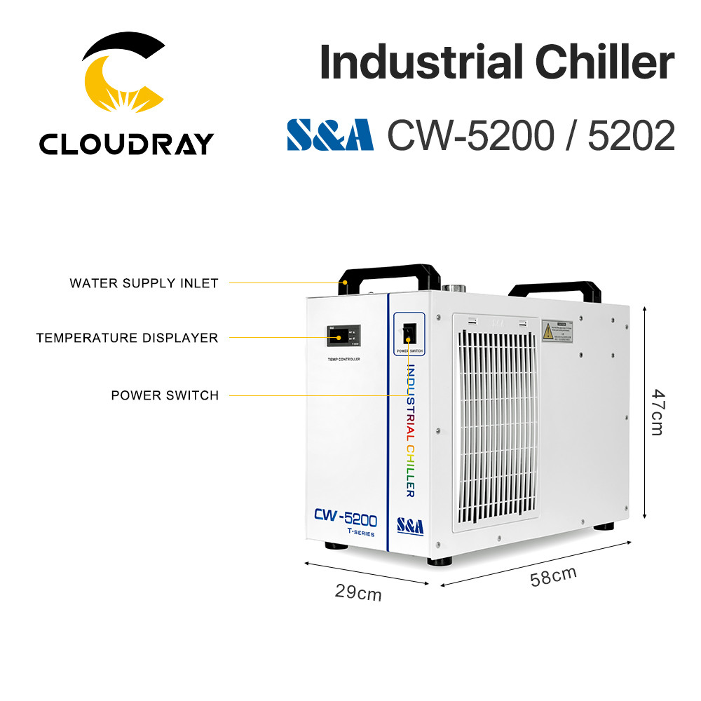 Cloudray S&A CW5200 CW5202 Industry Air Water Chiller for CO2 Laser Engraving Cutting Machine