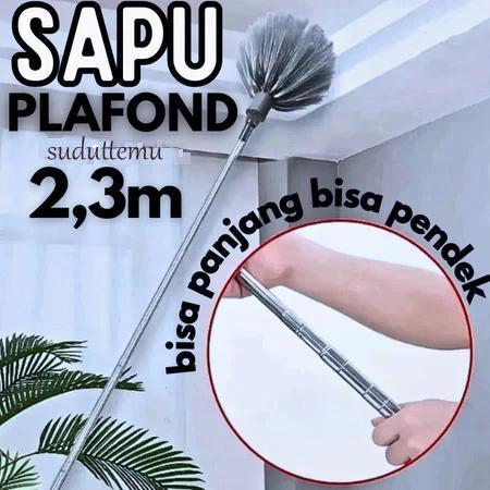 Sapu Sawang Plafon Sarang Laba Atap Langit Langit Rumah Panjang Retractable 2.3m/Alat Pembersih Atap