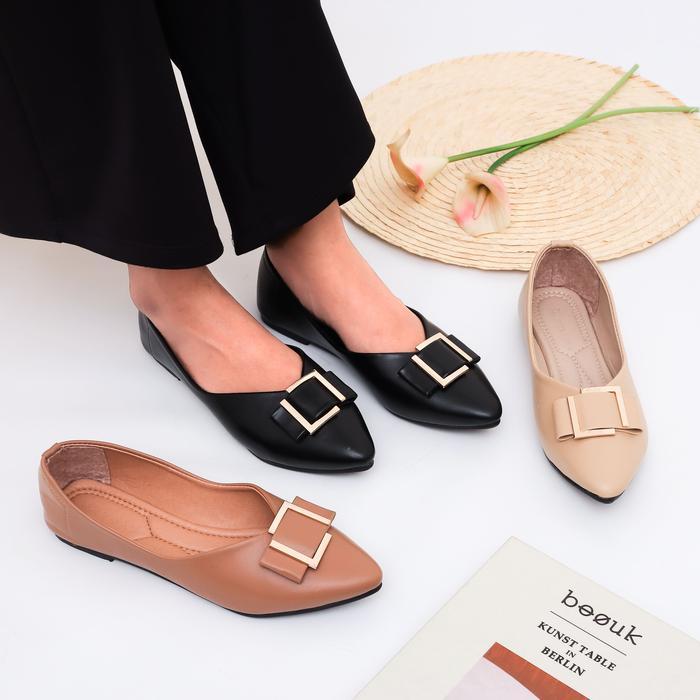 ORIGINAL Green Love Sepatu Flatshoes Wanita IAL Flat Karet READY STOCK