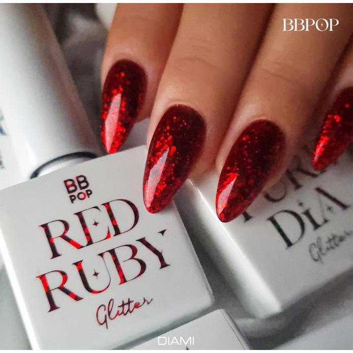 NEW DIAMI BBPOP RED RUBY/KUTEK GEL GLITTER RED/NAIL GEL POLISH