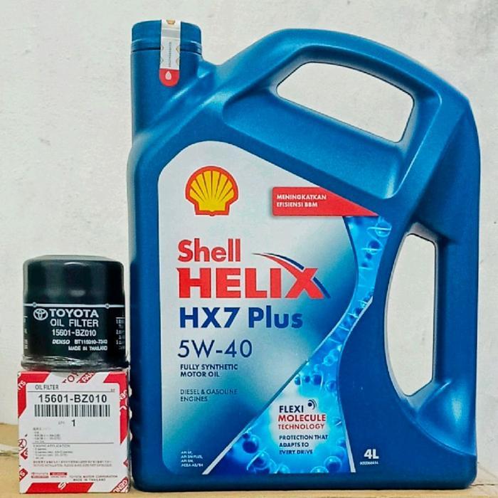 Paket Oli Shell Helix HX7 5W-40 +Filter Oli Avanza ,Xenia,Ayla,Agya,pelumas mesin mobil Mesin Car