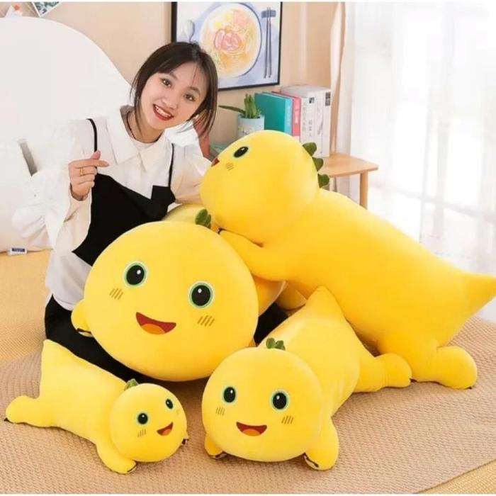 Miniso Toys - Boneka Guling Dino Nailong Jumbo 80Cm Dino Kuning Nalong Hadiah Ulang Tahun Plush