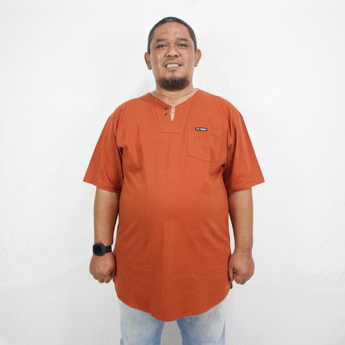m3 Kaos Kurta Pria Dewasa Big Size Polos Katun Lengan Pendek Jumbo baju koko Muslim Katun kurta