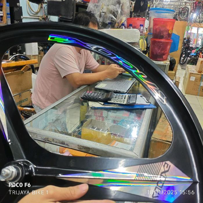 Wheelset Depan Trispoke 700c Alloy Bearing EXODUS Sticker Scotlite Trispoke Sepeda Fixie Roda Depan