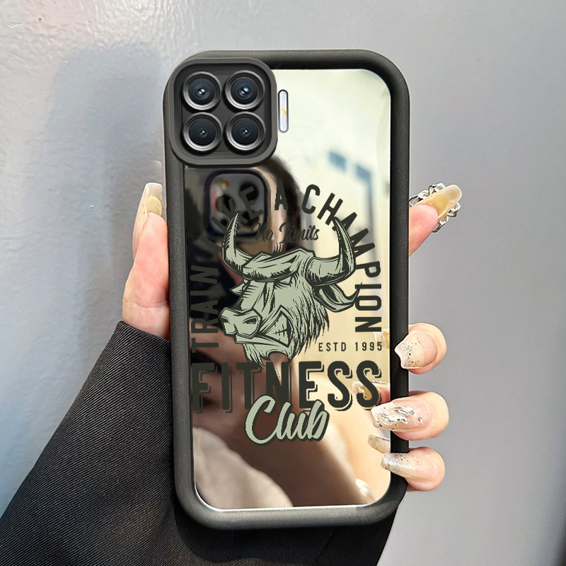 Casing Hp Untuk OPPO A93 F17 Pro OPPO Reno 4F Reno 4 Lite Case shio Sapi yang marah Mirror Kasing si